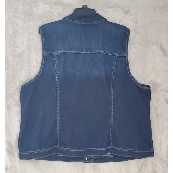CJ Banks Denim Vest Womens Size 2XL Sleeveless Jean Top Jewel Buttons Pockets - Picture 7 of 9